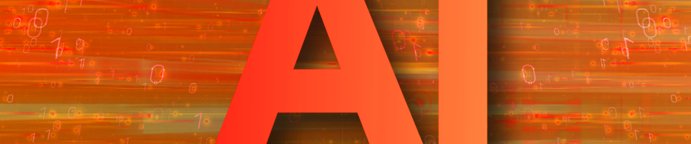 A color graphic with the text "Artificial Intelligence" "AI" with futuristic background