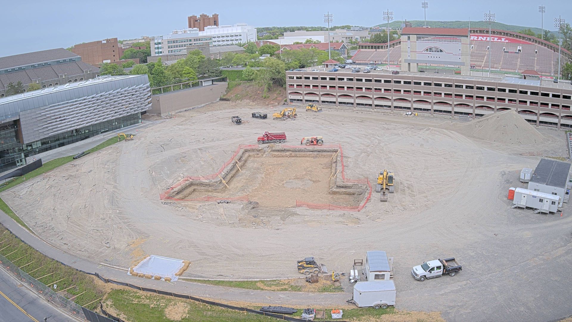 cleared construction site with machinery 