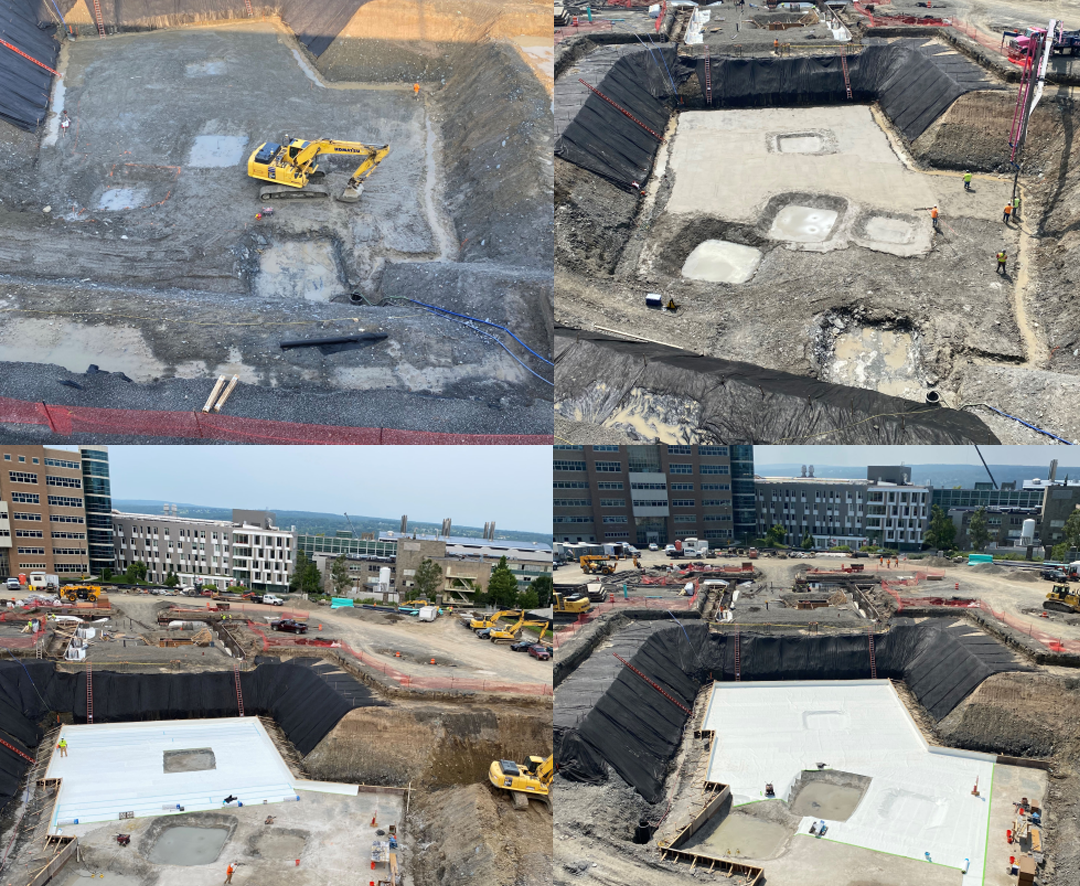 Construction site as of Sept. 7, 2023 A color photo showing progress on the basement for the new building for Bower CIS