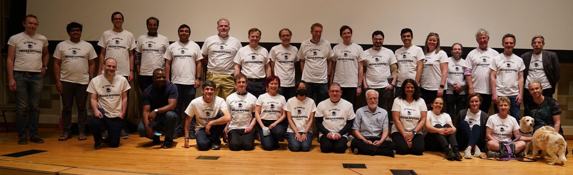 Faculty celebrated Gries’ 60 years of programming experience with themed shirts faculty group photo
