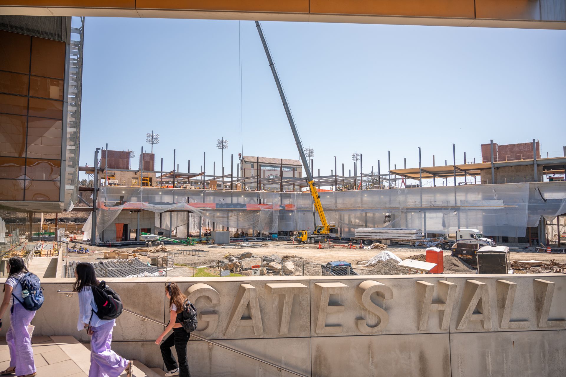 A color photo showing the progress on a new building 