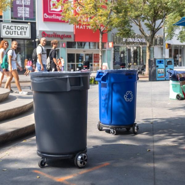 A color photo showing two trashbots in NYC