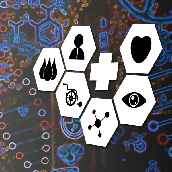 A color graphic showing the concept of AI in medicine