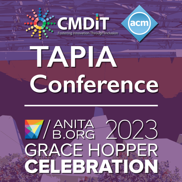 A color graphic showing the logos for the Richard Tapia and Grace Hopper Conferences