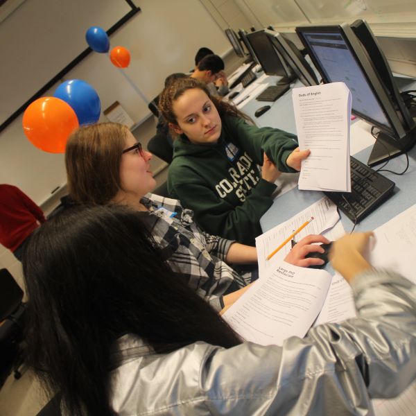girls coding at high school programming contest