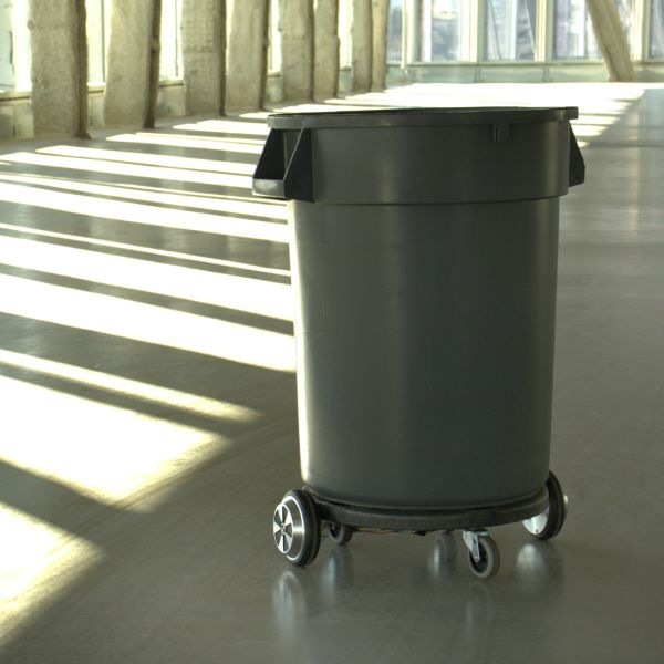A color photo of the trash barrel robot