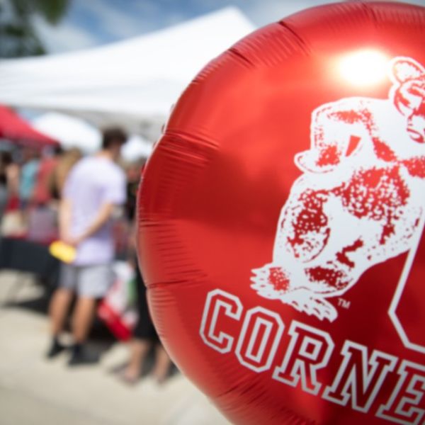 red balloon with Cornell on it