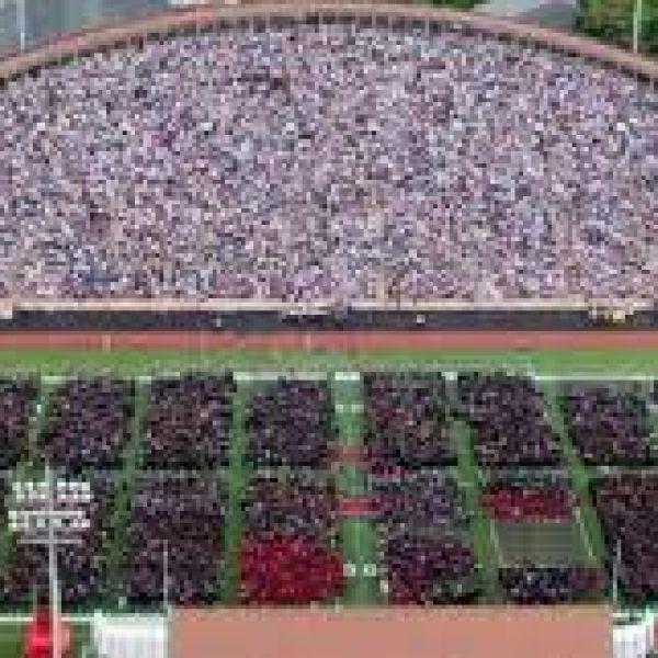 drone photo of Cornell commencement 