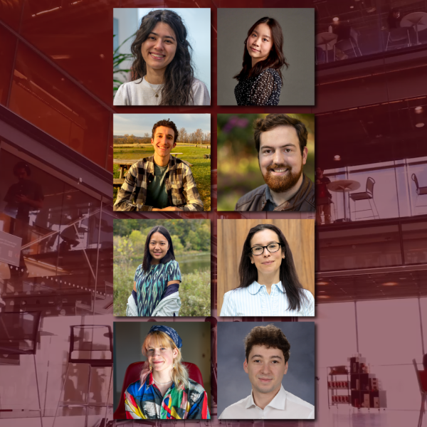 A photo collage showing 7 students at Cornell Bowers