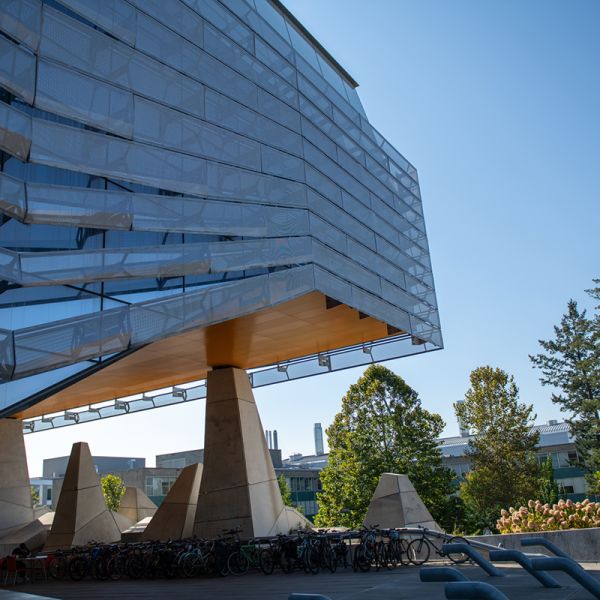 A color photo showing the exterior of Gates Hall