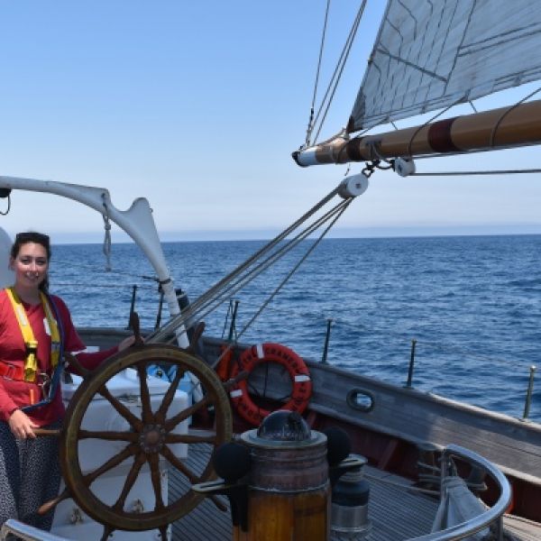 photo of Katherine Salesin on a boat