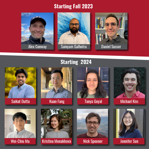 A color graphic showing the photos of 11 new faculty members