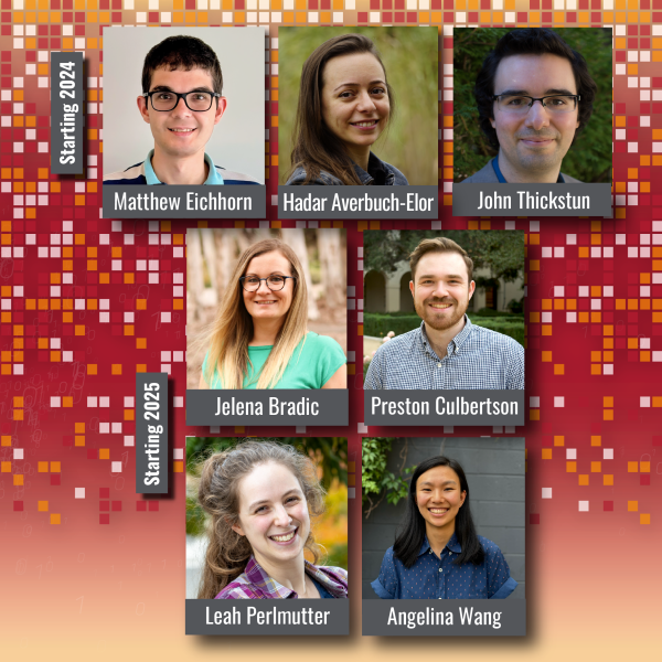 A color graphic showing photos of new faculty members