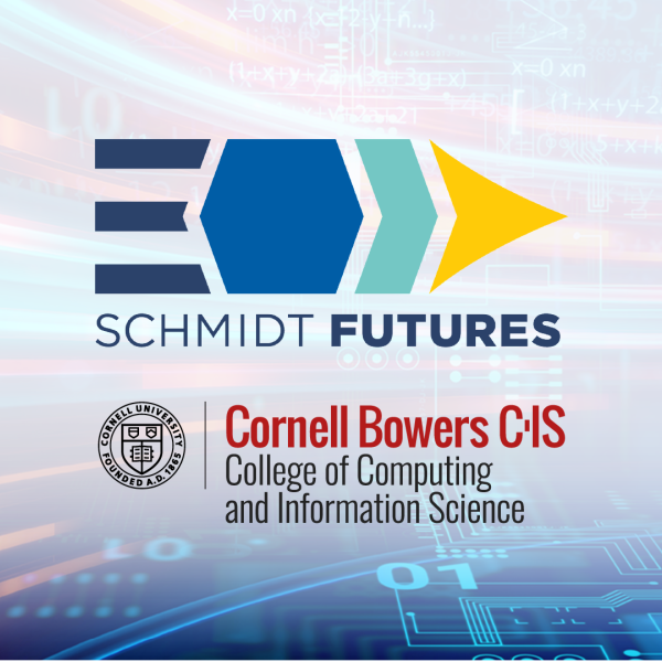 A color graphic showing the Schmidt Futures and Cornell Bowers CIS logos